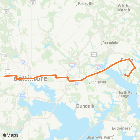 MDOT MTA Essex - West Baltimore MARC map