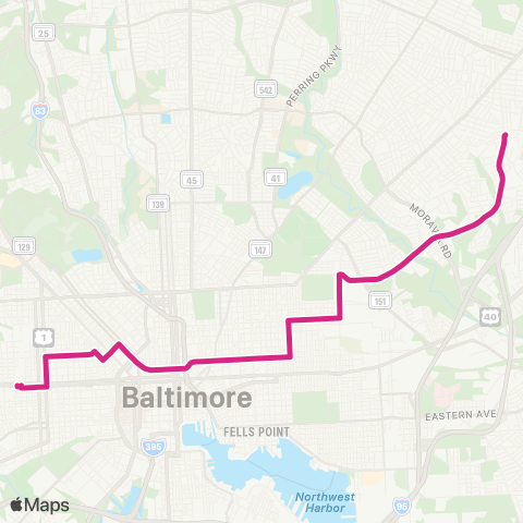 MDOT MTA Cedonia - West Baltimore MARC map