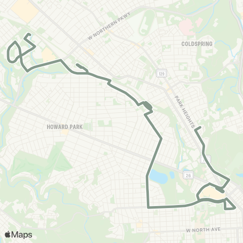 MDOT MTA Park Circle - Reisterstown Plaza map
