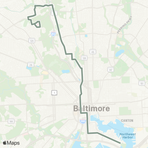 MDOT MTA Fort McHenry - Sinai Hospital map