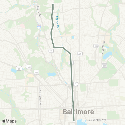 MDOT MTA Downtown - Roland Park map