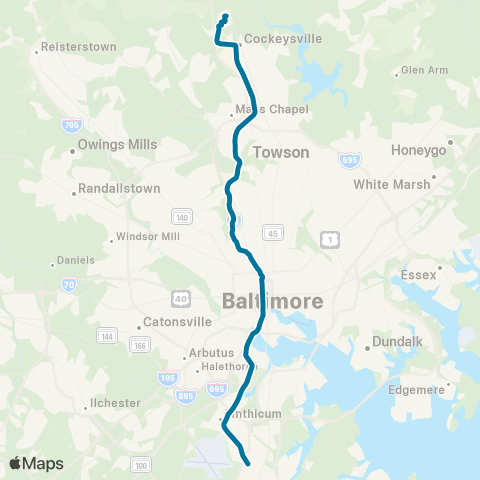 Light RailLink BWI Airport / Glen Burnie - Hunt Valley map