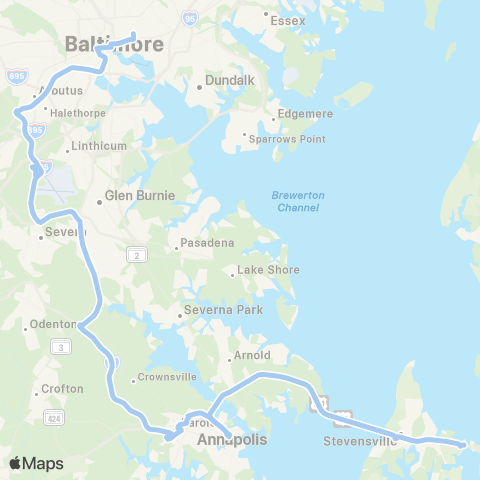 MTA Commuter Bus Kent Island - Annapolis / Baltimore map