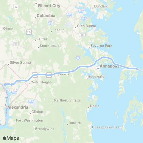 MTA Commuter Bus Kent Island - Washington DC map
