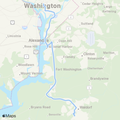 MTA Commuter Bus Waldorf - Washington DC map