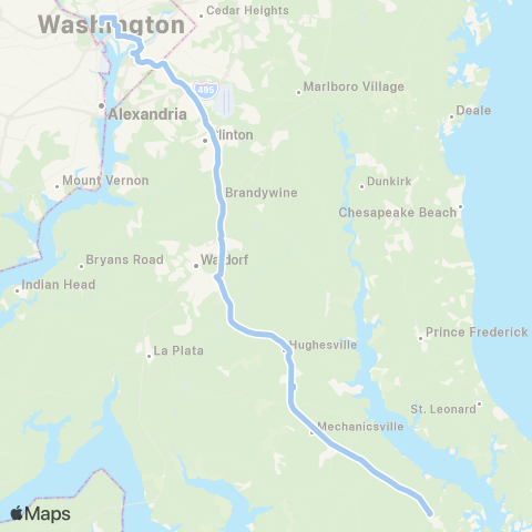 MTA Commuter Bus Charlotte Hall / Waldorf - DC map