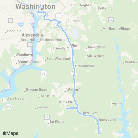 MTA Commuter Bus Charlotte Hall / Waldorf - DC map