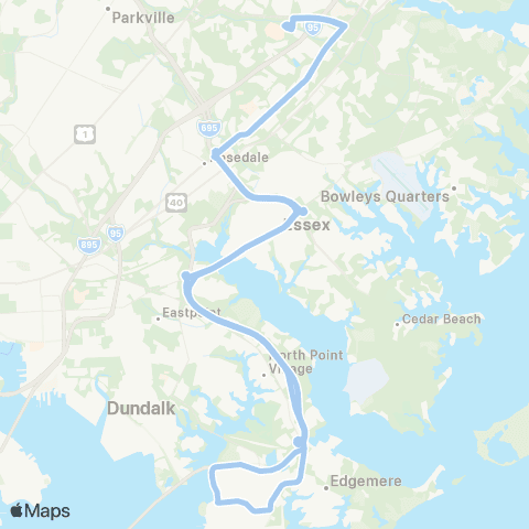 MTA Commuter Bus White Marsh - Tradepoint Atlantic map