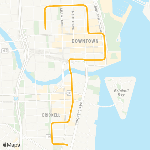 Miami-Dade Transit Brickell Loop map