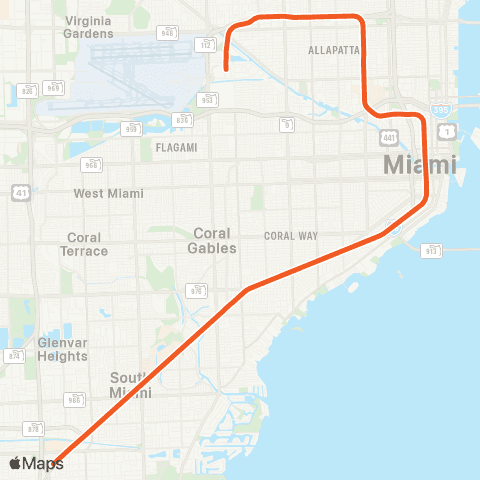 Miami-Dade Transit Orange Line map