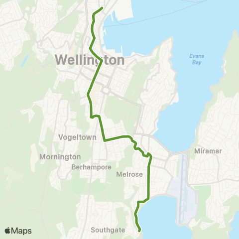 Metlink Lyall Bay / Rongotai - Kilbirnie - Newtown - Wellington map