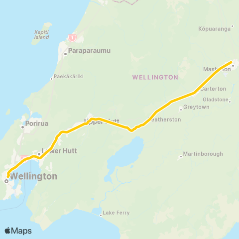 Metlink Wairarapa Line (Masterton - Wellington) map