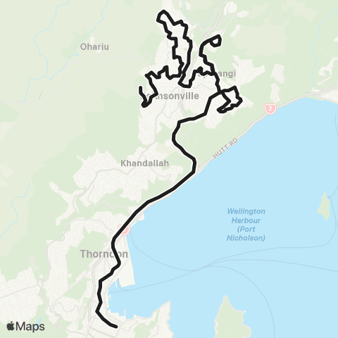 Metlink After Midnight (Wellington - Newlands - Churton Pk - Johnsonville) map