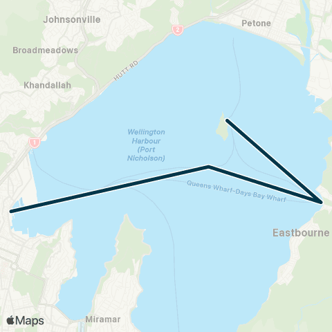 Metlink Mātiu / Somes Island - Days Bay - Queens Wharf map