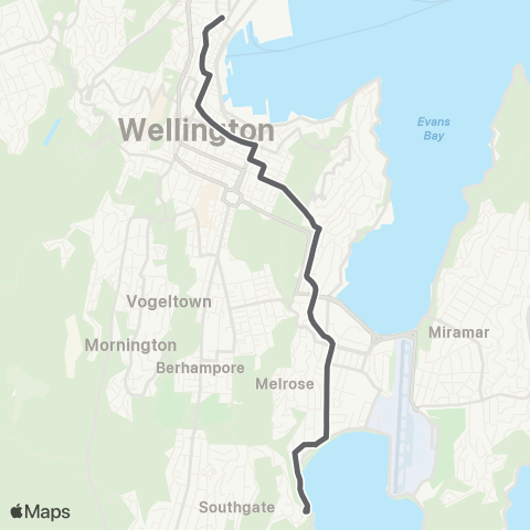 Metlink Lyall Bay - Kilbirnie - Hataitai - Wellington map