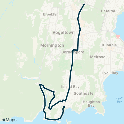 Metlink St Mark's & S Wellington Intermediate Schools - Island Bay - Owhiro Bay map