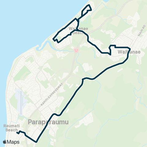 Metlink Waikanae Bch - Waikanae - Kāpiti College map