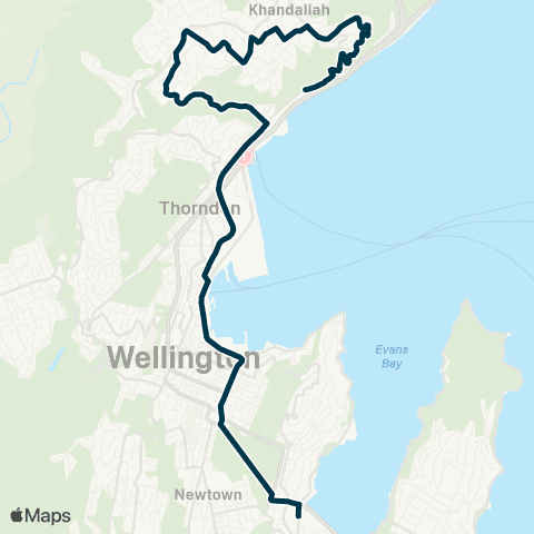 Metlink Khandallah - Ngaio - Wellington Coll, St Mark's Sch & St Patrick's Coll map