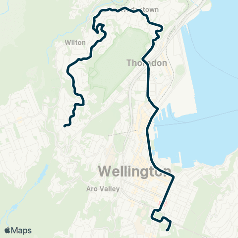 Metlink Wellington Coll - Wilton - Mairangi - Northland map
