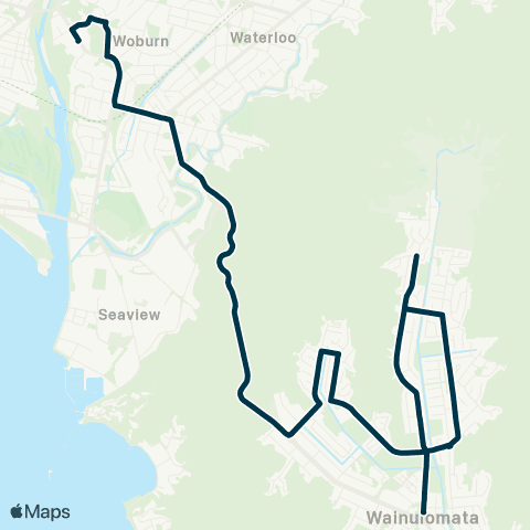 Metlink Wainuiomata N - Hutt Val HS, Sacred Heart & St Bernard's Colleges map