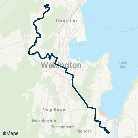 Metlink Mairangi - Wellington, St Patrick's & Rongotai Colleges map