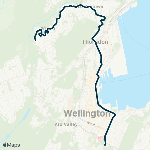 Metlink Wilton - Wadestown - Thorndon Colleges & Basin Schools map