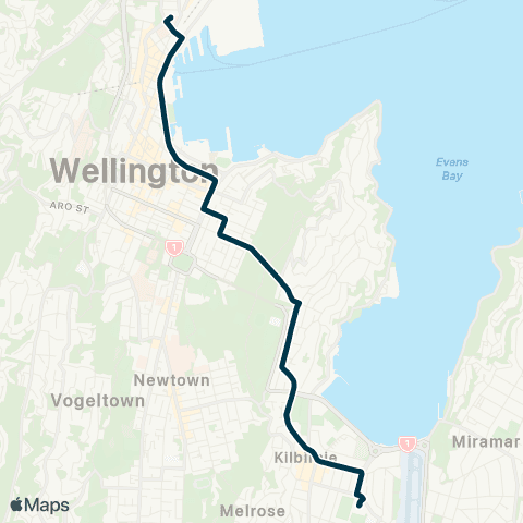 Metlink Rongotai Coll - Kilbirnie - Hataitai - Wellington map