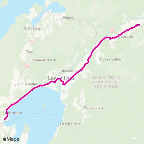 Metlink Hutt Val BRT (Upper Hutt - Wellington) map