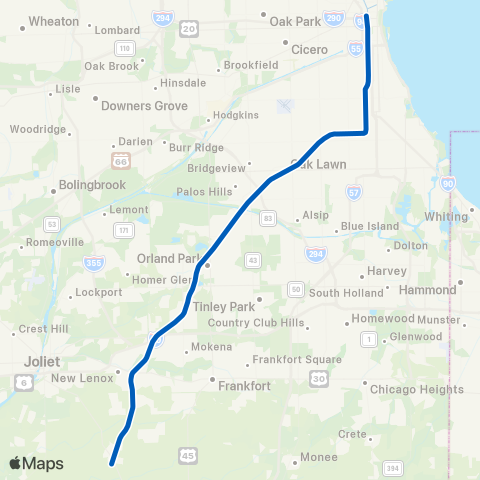 Metra Southwest Service map