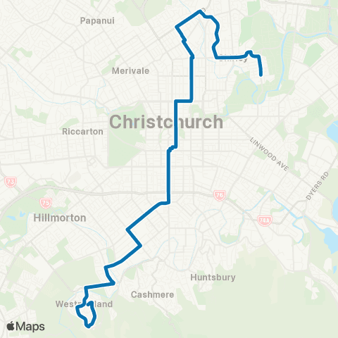 Metro Christchurch Shirley / Westmorland map