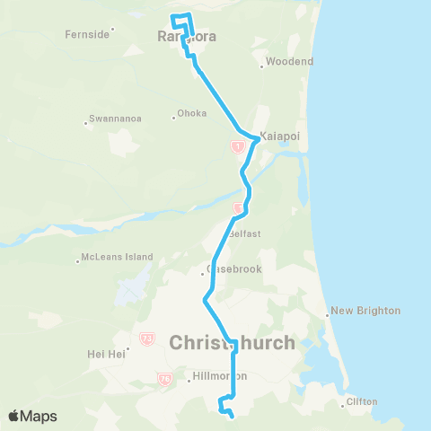 Metro Christchurch Rangiora / Cashmere map