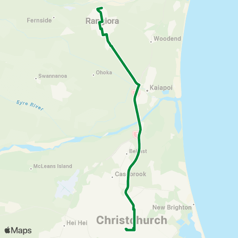 Metro Christchurch Rangiora / City direct map