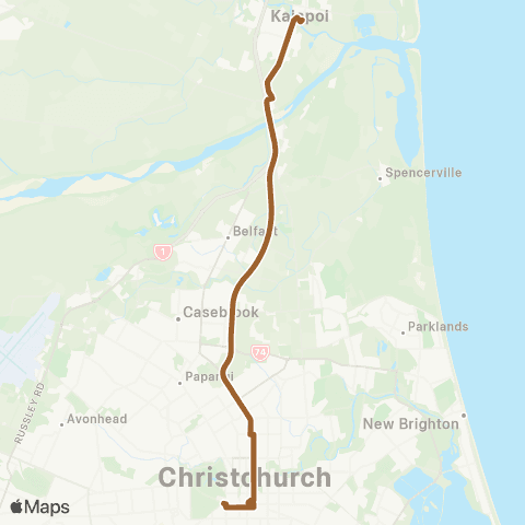 Metro Christchurch Kaiapoi / City direct map