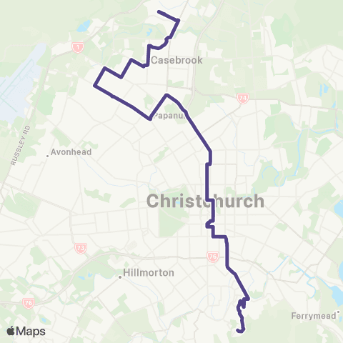 Metro Christchurch Northwood / Huntsbury map
