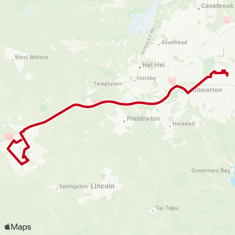 Metro Christchurch Rolleston / City direct map