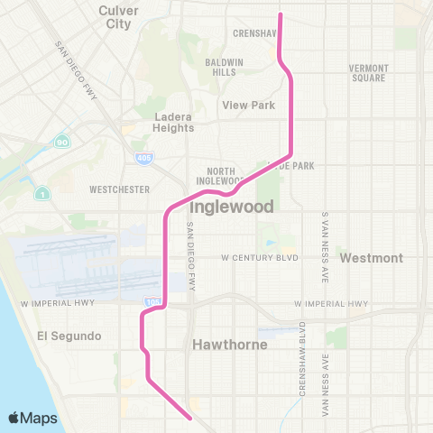 Metro Expo / Crenshaw - Redondo Beach map