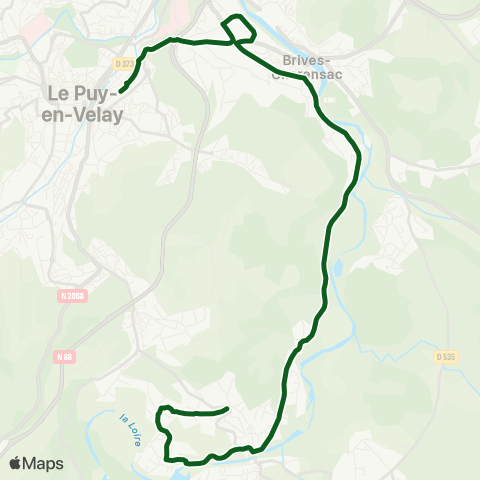 Mobilité-en-Velay Coubon par ZI de Brives map