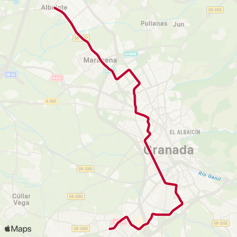 Metro de Granada Armilla-Albolote map