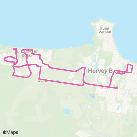 Translink Maryborough-Hervey Bay Craignish - Hervey Bay servicing Hosp Coll map