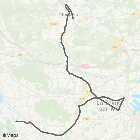 Mistral Scolaires LEP Coudoulière depuis Jas de Ville (Ollioules) map