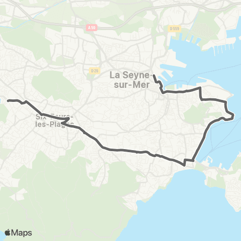 Mistral Scolaires LEP Coudoulière depuis Gagarine (La Seyne) map