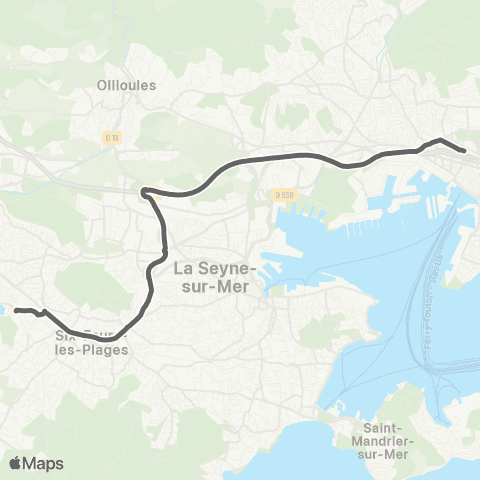Mistral Scolaires LEP Coudoulière depuis Gare rout. (Toulon) map