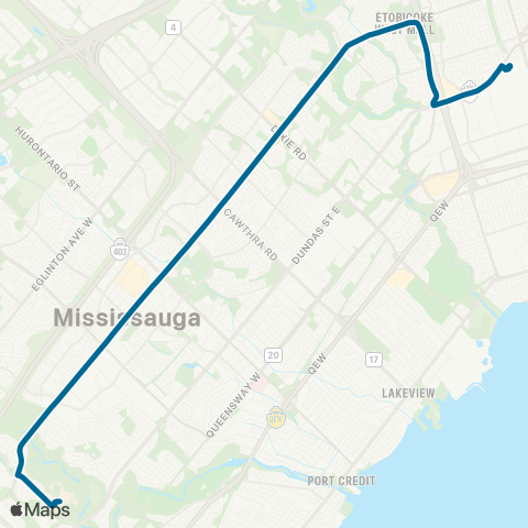 MiWay Burnhamthorpe Express map