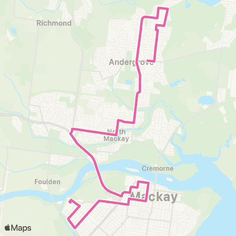Translink Mackay Base Hospital - Andergrove via City map