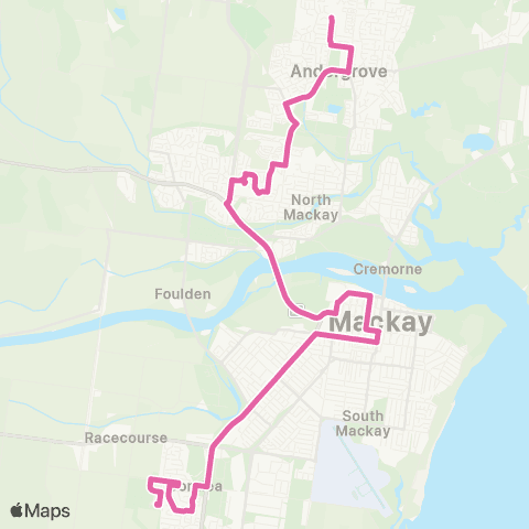 Translink Mackay CQ Univ (Ooralea) - Beaconsfield via City map