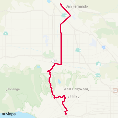 Metro Rapid Line map