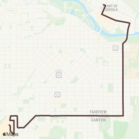 Mountain Line Downtown / University / Southgate Mall map