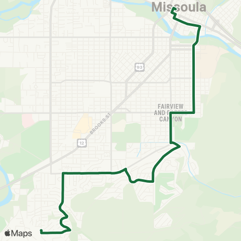 Mountain Line Dtwn / University / Dornblaser / S Hills map