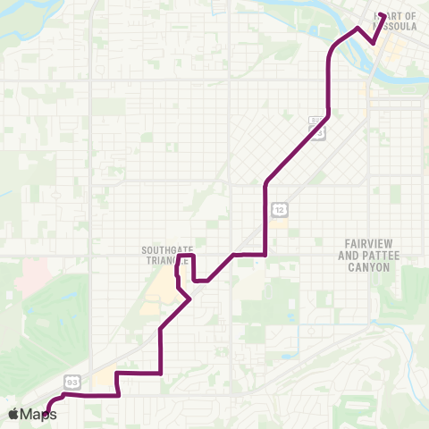 Mountain Line Downtown / Southgate Mall / Wal-Mart map