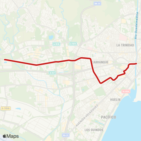 Metro Málaga Línea 1 map